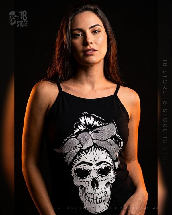 Regata Caveira Glitter Feminina